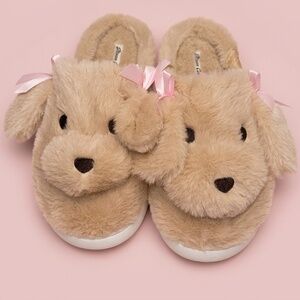 NWT 2x Layer Memory Pink Bow Coquette Golden Retriever Puppy Slippers